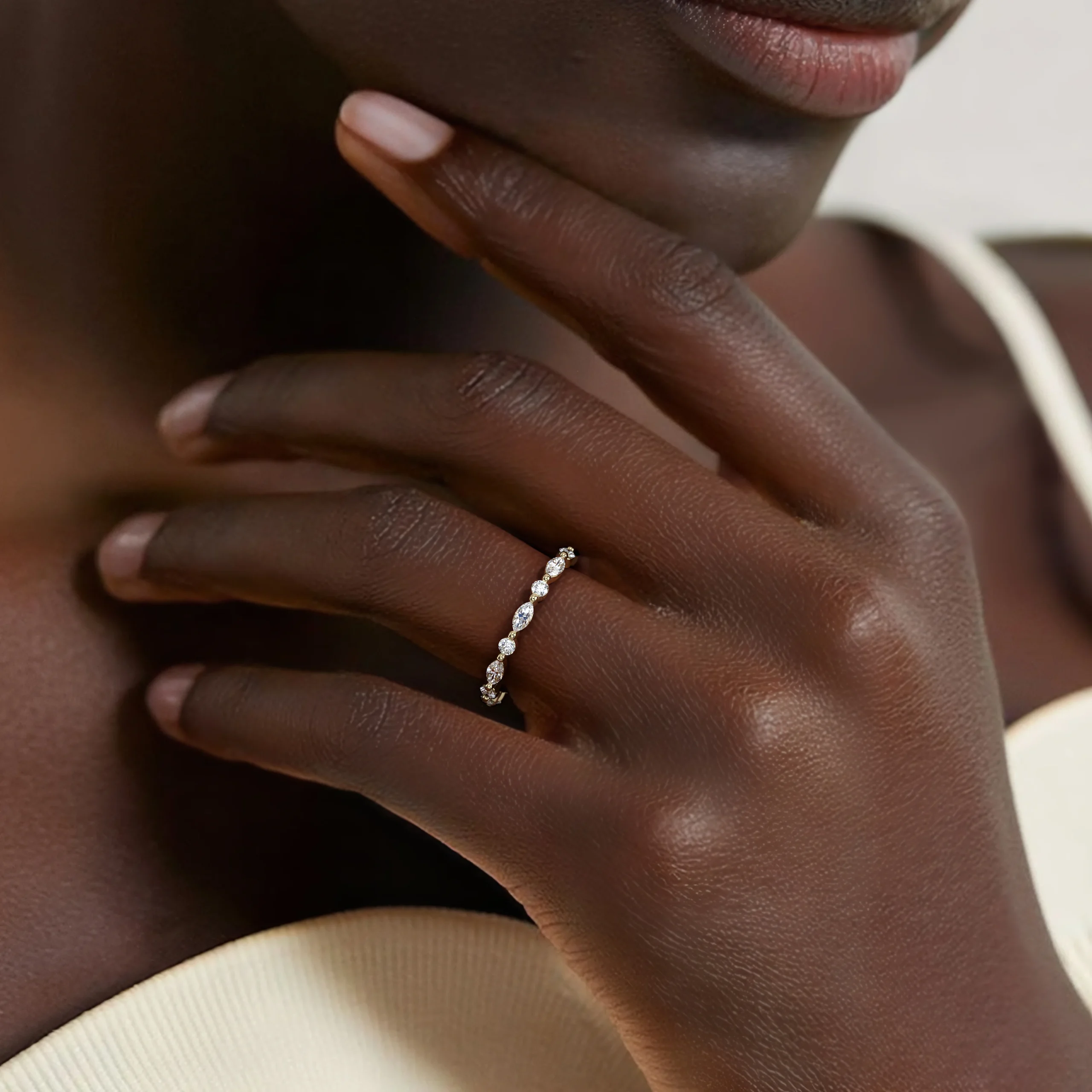 Sakura Half Coverage Lab Diamond Ring - Image 3