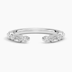 Sable Emerald Cut and Round Lab Diamond Open Ring Gold