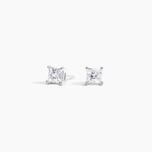 Princess Diamond Stud Earrings in 18K White Gold