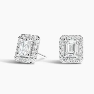 Emerald Cut Lab Grown Diamond Halo Stud Earrings (1 2/3 ct. tw.) in 18K White Gold