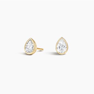 Pear Shaped Lab Diamond Bezel Stud Earrings (1/2 ct. tw.) in 14K Yellow Gold