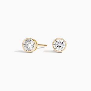 Diamond Bezel Stud Earrings in 14K Yellow Gold
