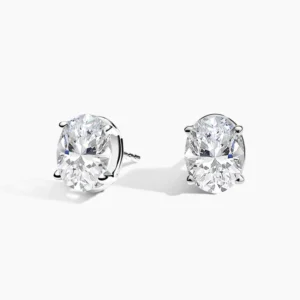Oval Lab Grown Diamond Stud Earrings (2 ct. tw.) in 18K White Gold