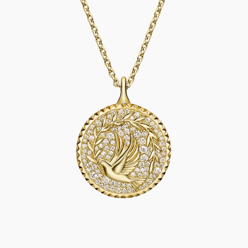 Jane Goodall Lab Diamond Peace Medallion Necklace (3/8 ct. tw.) in 14K Yellow Gold - Image 6