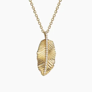 Jane Goodall Leaf Lab Diamond Pendant Necklace in 14K Yellow Gold