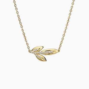 Jane Goodall Olive Branch Lab Diamond Pendant in 14K Yellow Gold