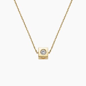 Love Decoded Diamond Cube Pendant in 14K Yellow Gold