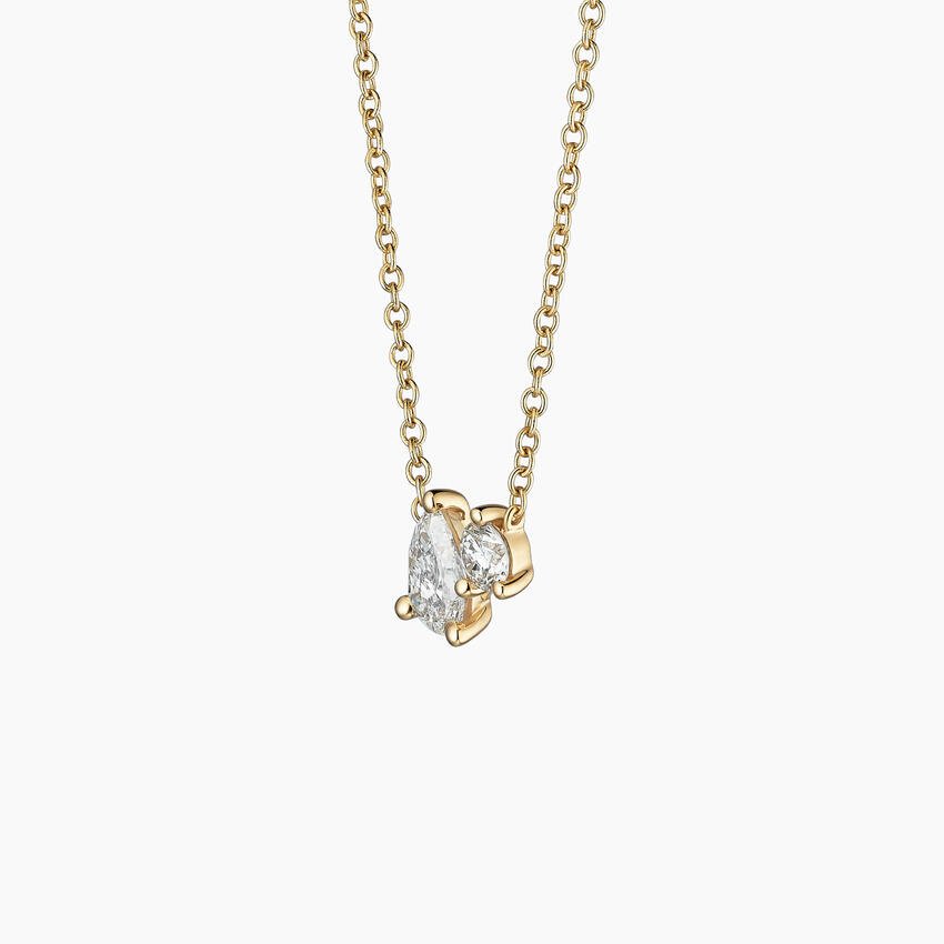 Toi et Moi Necklace (1/8 ct. tw.) in 14K Yellow Gold - Image 3