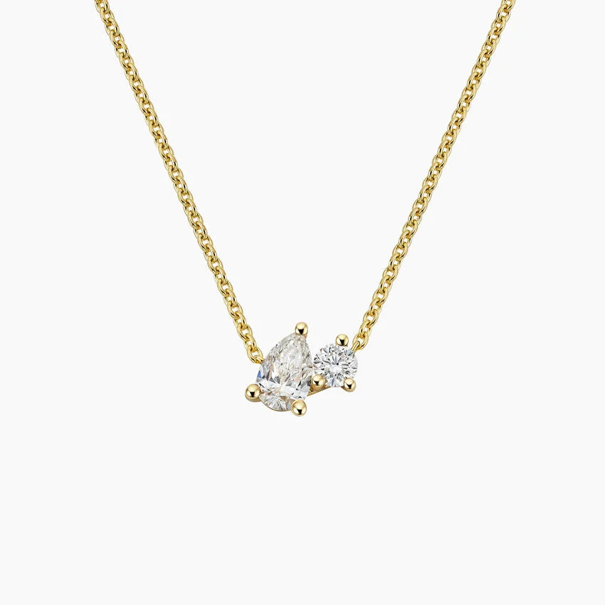 Toi et Moi Necklace (1/8 ct. tw.) in 14K Yellow Gold
