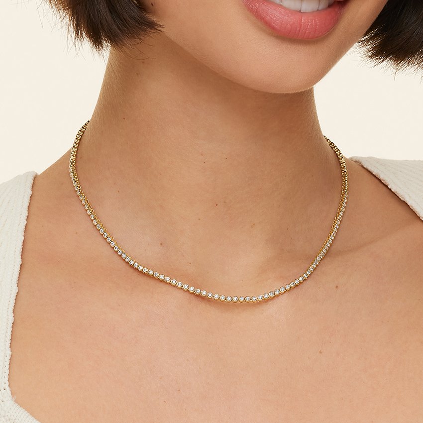 Bezel Lab Diamond Tennis Necklace (3 1/2 ct. tw.) in 14K Yellow Gold - Image 5