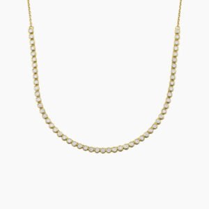 1/3 Coverage Petite Bezel Lab Diamond Tennis Necklace (3/4 ct. tw.) in 14K Yellow Gold