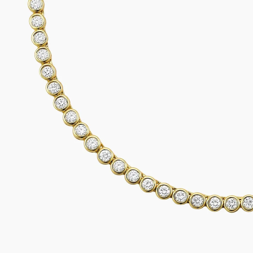 1/3 Coverage Petite Bezel Lab Diamond Tennis Necklace (3/4 ct. tw.) in 14K Yellow Gold - Image 4