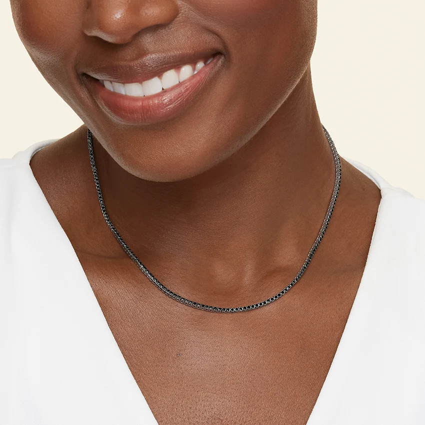 Black Diamond Tennis Necklace (3 ct. tw.) in 14K White Gold - Image 4