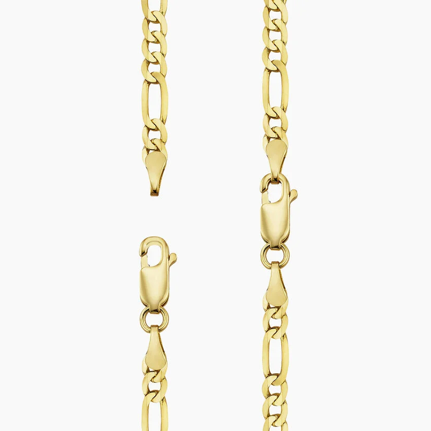 Ari 22 in. Beveled Figaro Chain Necklace in 14K Yellow Gold - Image 2