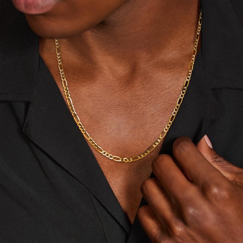 Ari 22 in. Beveled Figaro Chain Necklace in 14K Yellow Gold - Image 4