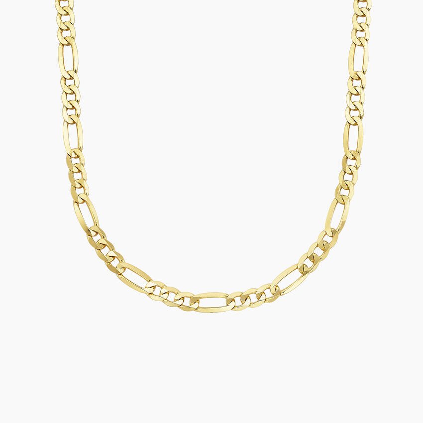 Ari 22 in. Beveled Figaro Chain Necklace in 14K Yellow Gold