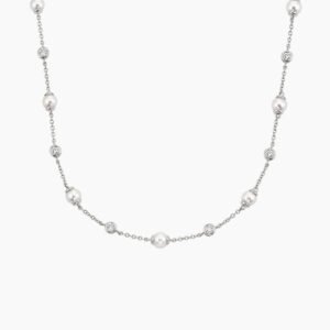 Athena Premium Akoya Cultured Pearl and Diamond Strand Necklace (3/8 ct. tw.)