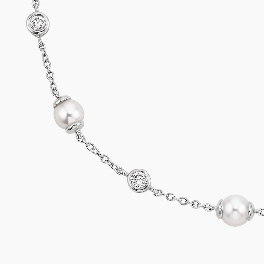 Athena Premium Akoya Cultured Pearl and Diamond Strand Necklace (3/8 ct. tw.) - Image 3