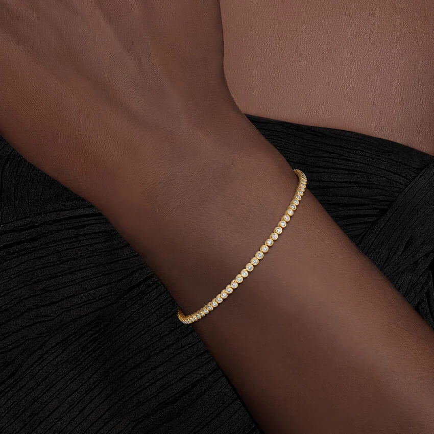 Petite Bezel Lab Diamond Tennis Bracelet in 14K Yellow Gold - Image 4