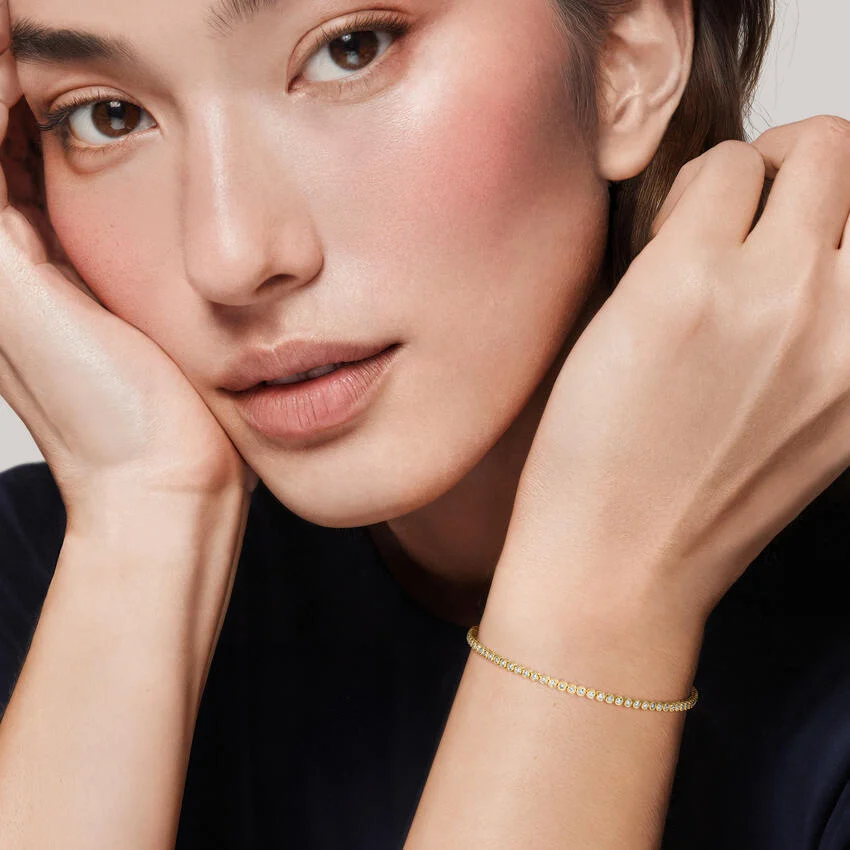 Petite Bezel Lab Diamond Tennis Bracelet in 14K Yellow Gold - Image 3