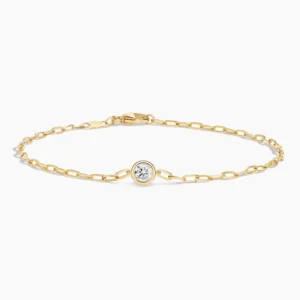 Round Lab Diamond Paperclip Chain Bracelet