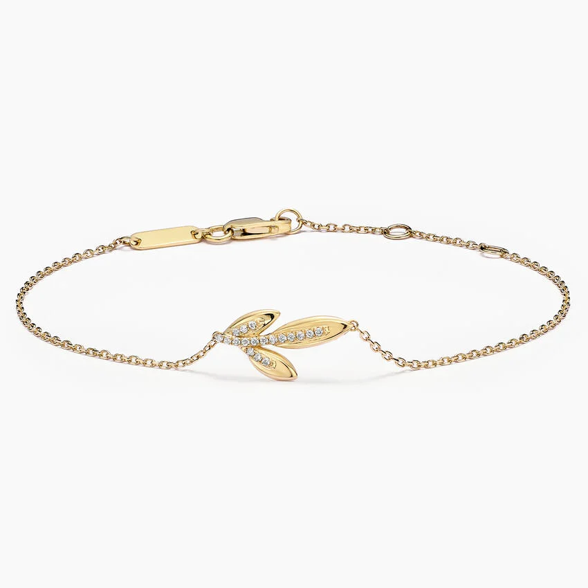 Jane Goodall Olive Branch Lab Diamond Bracelet in 14K Yellow Gold - Image 3