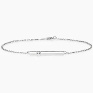 Diamond Bar Bracelet in Silver