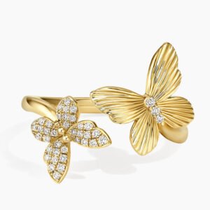 Butterfly Toi Moi Diamond Ring (1/8 ct. tw.) in 14K Yellow Gold