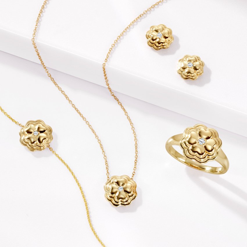 Clover Diamond Ring in 14K Yellow Gold - Image 3