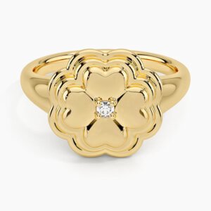 Clover Diamond Ring in 14K Yellow Gold