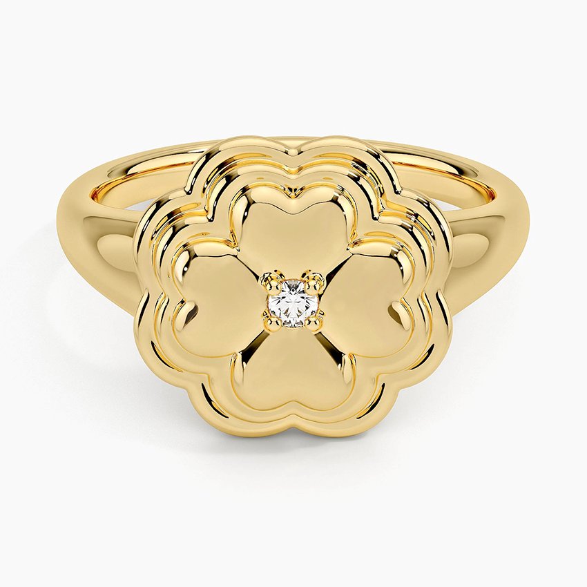 Clover Diamond Ring in 14K Yellow Gold