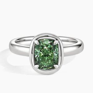 Andrea Bezel Prong Pacific Green Cushion Lab Diamond Ring (2 ct. tw.)