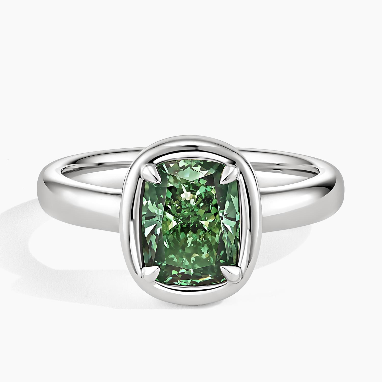 Andrea Bezel Prong Pacific Green Cushion Lab Diamond Ring (2 ct. tw.)