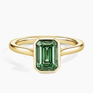 Luna Bezel Pacific Green Emerald-Cut Lab Diamond Solitaire Ring (2 ct. tw.)