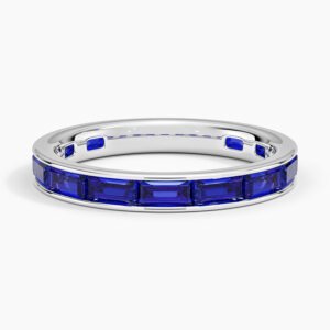 Channel Set Baguette Lab Sapphire Diamond Ring