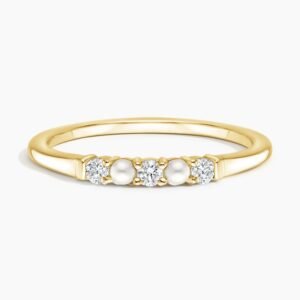 Rochelle Cultured Freshwater Pearl & Diamond Ring in 18K Yellow Gold