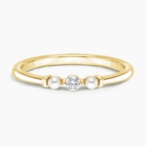 Marlene Freshwater Cultured Pearl and Diamond Ring in 18K Yellow Gold