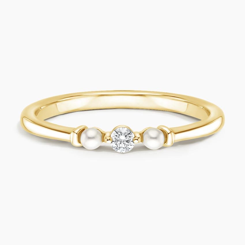 Marlene Freshwater Cultured Pearl and Diamond Ring in 18K Yellow Gold