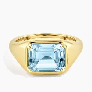 Marlowe Emerald-Cut Sky Blue Topaz Signet Style Ring