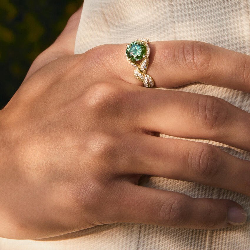 Jane Goodall Olive Branch Statement Lab Diamond Ring (4 ct. tw.) in 18K Yellow Gold - Image 4