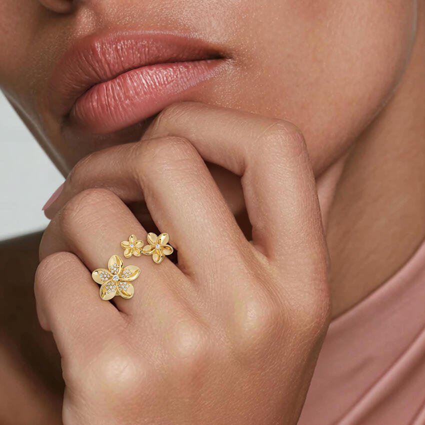 Plumeria Lab Diamond Open Diamond Ring - Image 4