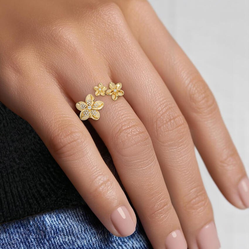 Plumeria Lab Diamond Open Diamond Ring - Image 2