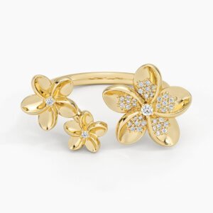 Plumeria Lab Diamond Open Diamond Ring