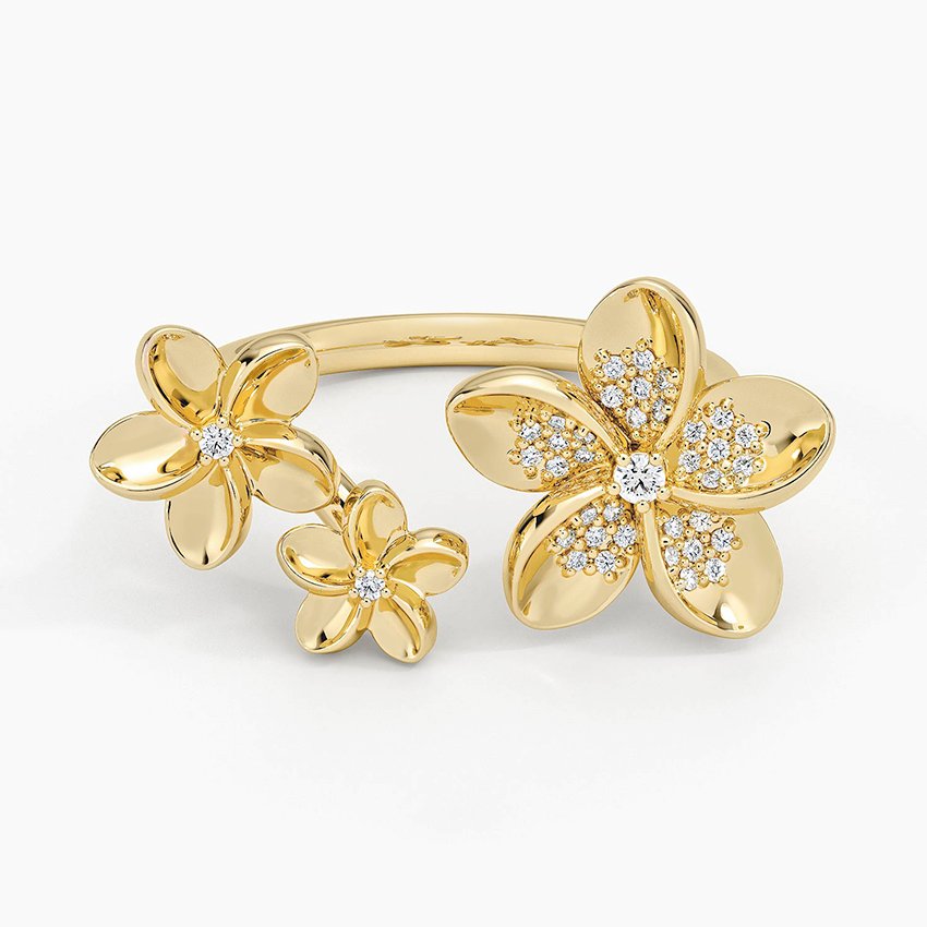 Plumeria Lab Diamond Open Diamond Ring