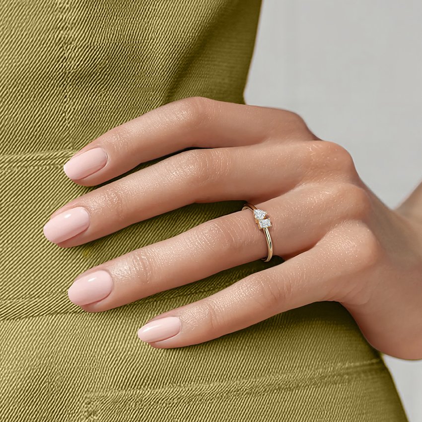Emerald and Heart-Shaped Diamond Toi et Moi Ring (1/3 ct. tw.) - Image 5