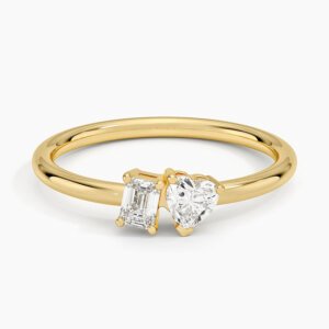 Emerald and Heart-Shaped Diamond Toi et Moi Ring (1/3 ct. tw.)