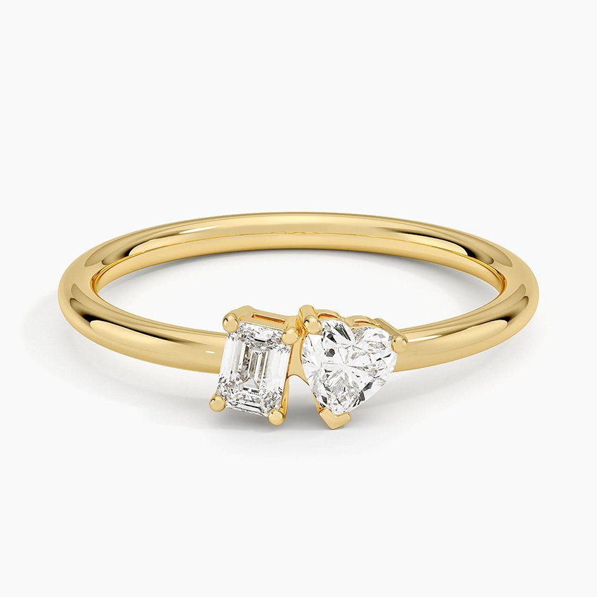 Emerald and Heart-Shaped Diamond Toi et Moi Ring (1/3 ct. tw.)