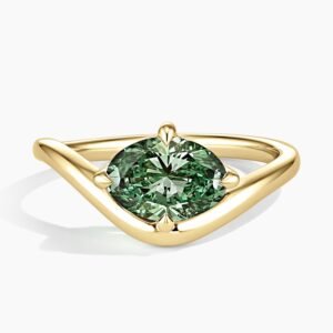 Silhouette Pacific Green Oval Lab Diamond Solitaire Ring (1 1/2 ct. tw.)