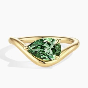 Silhouette Pacific Green Pear Lab Diamond Solitaire Ring (1 1/2 ct. tw.)
