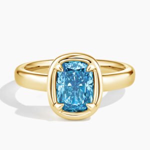 Andrea Bezel Prong Malibu Blue Cushion Lab Diamond Ring (2 ct. tw.)